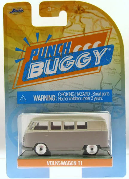 Jada Toys Punch Buggy Slug Bug Gray & White Volkswagen T1 Bus
