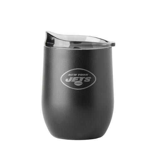 New York Jets 16 oz Black Powder Coat Stainless Curved Beverage Tumbler